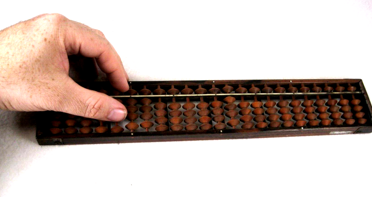 Antique Japanese Abacus Professional 115 Wooden Bead 23 Decimal Soroban 13"