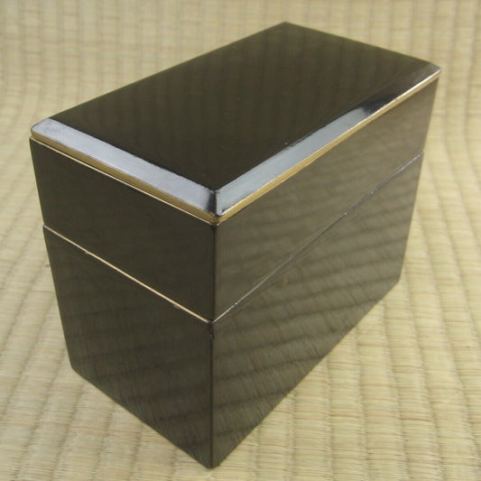 Antique Japanese 3 Compartment Box For Bento Or Storage Black Lacquer Gold Trim