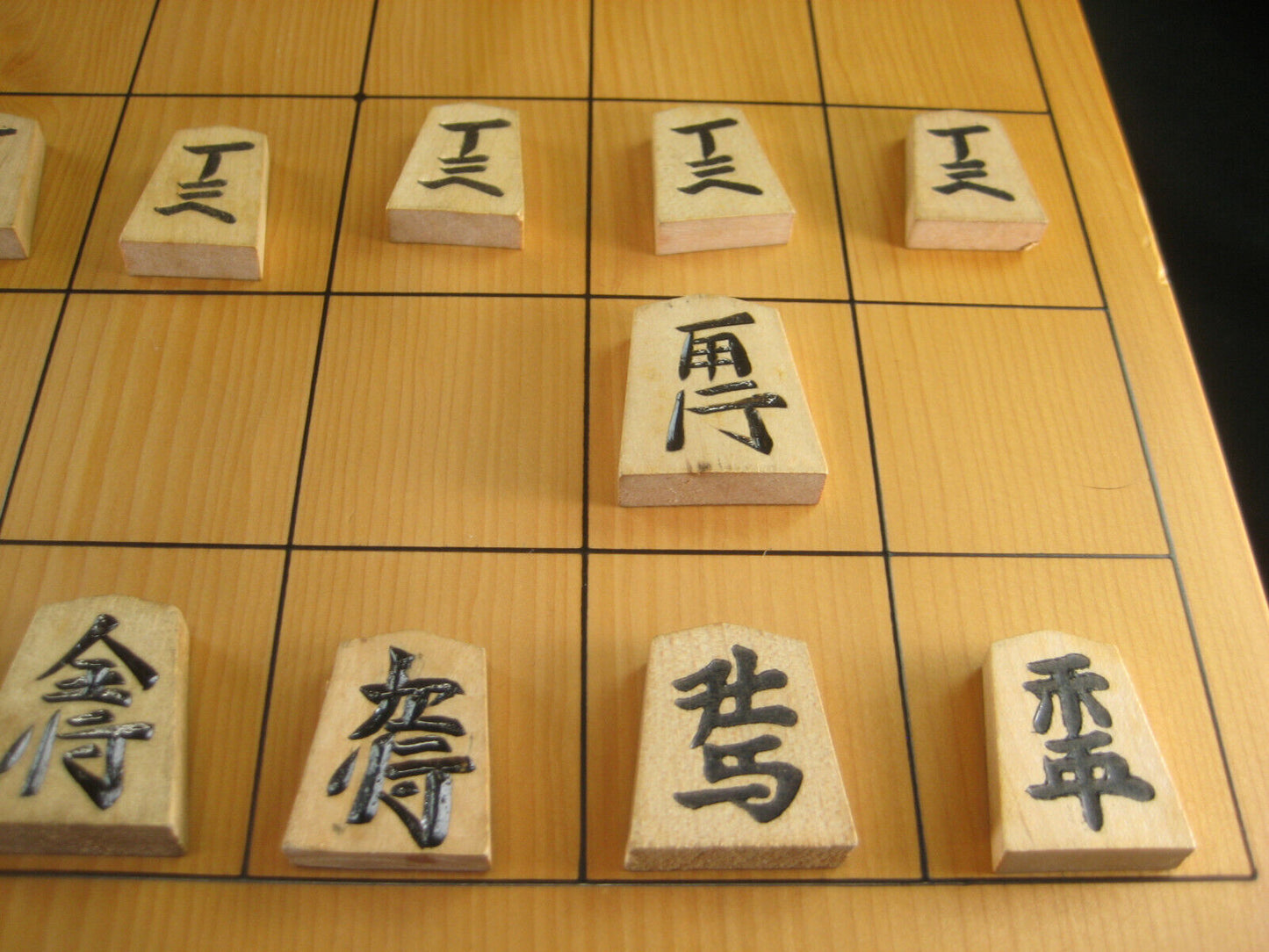 Vintage Japanese Wooden Shogi Koma Pieces W/Original Box
