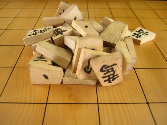 Vintage Japanese Wooden Shogi Koma Pieces W/Original Box