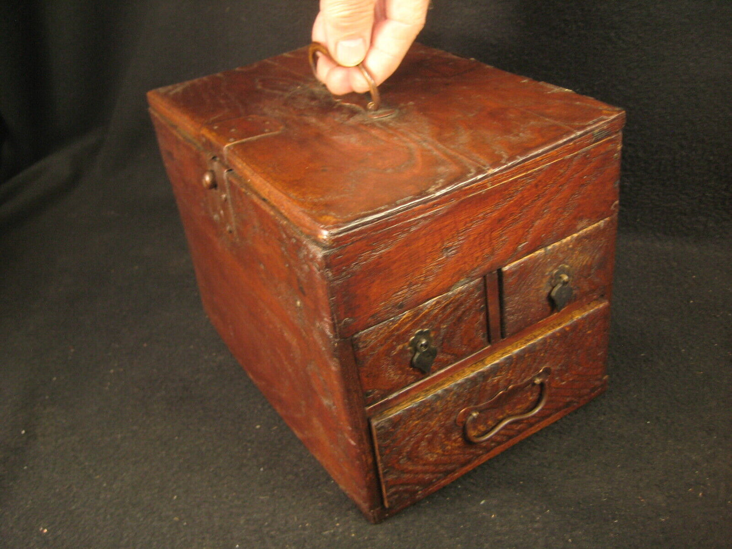 Antique Japanese Meiji Era (C1900) Kiri Wood Suzuribako Calligraphy Tansu Chest