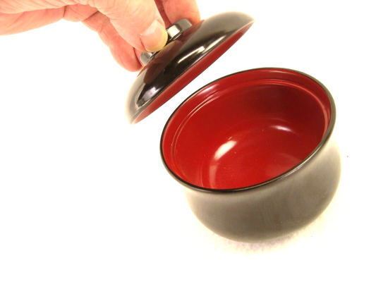 Antique Japanese Meiji Era (C.1910) Lacquer Wooden Lidded Soup / Rice Bowl Makie