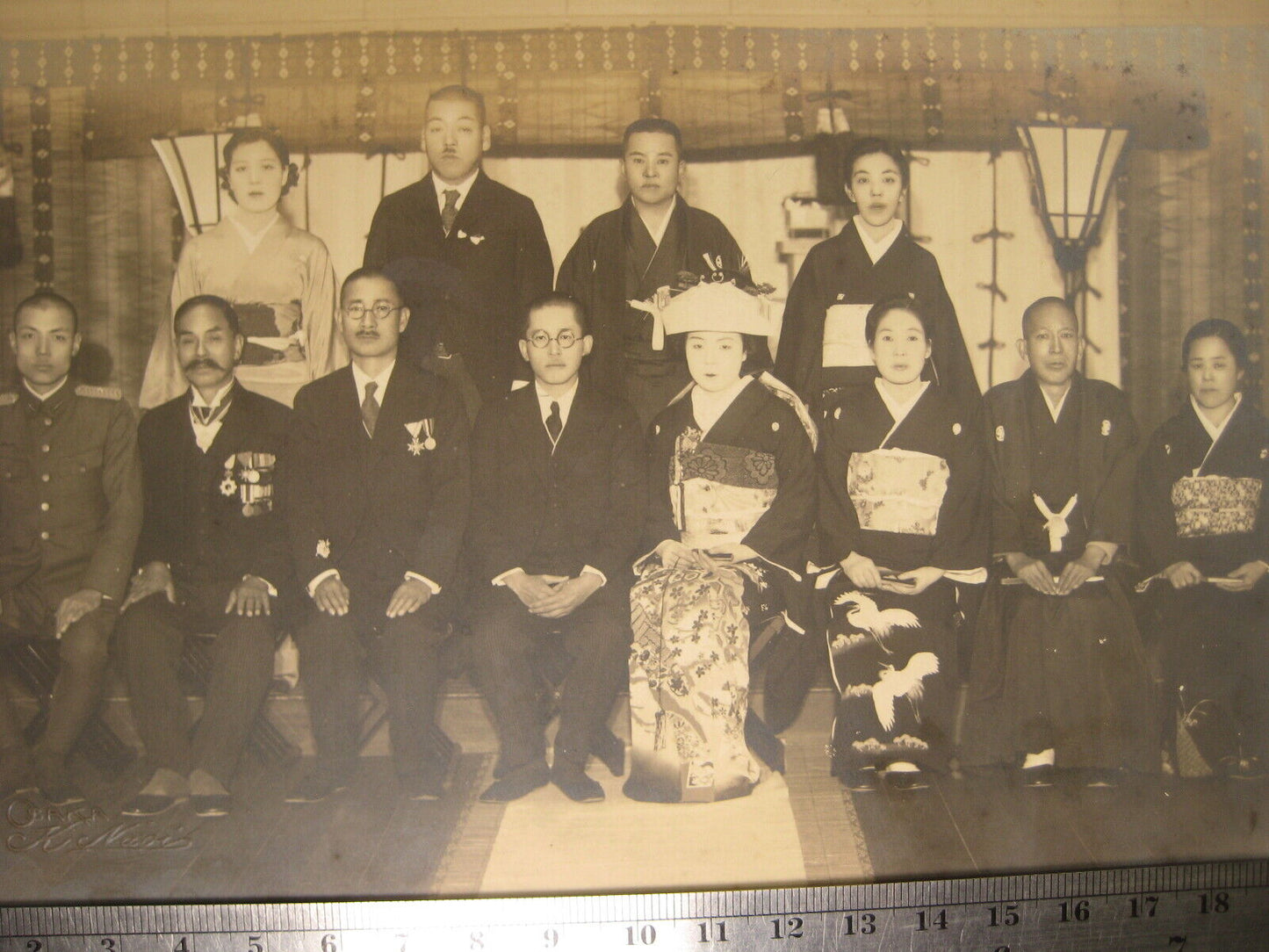 Japanese Antique Ww2 Wedding Photo 1938 (Showa 13Th Year) Imperial Military