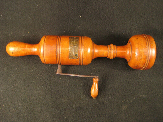 Antique Meiji Era (Early 1900'S)  Japanese Hand Crank Massager Zelkova Wood