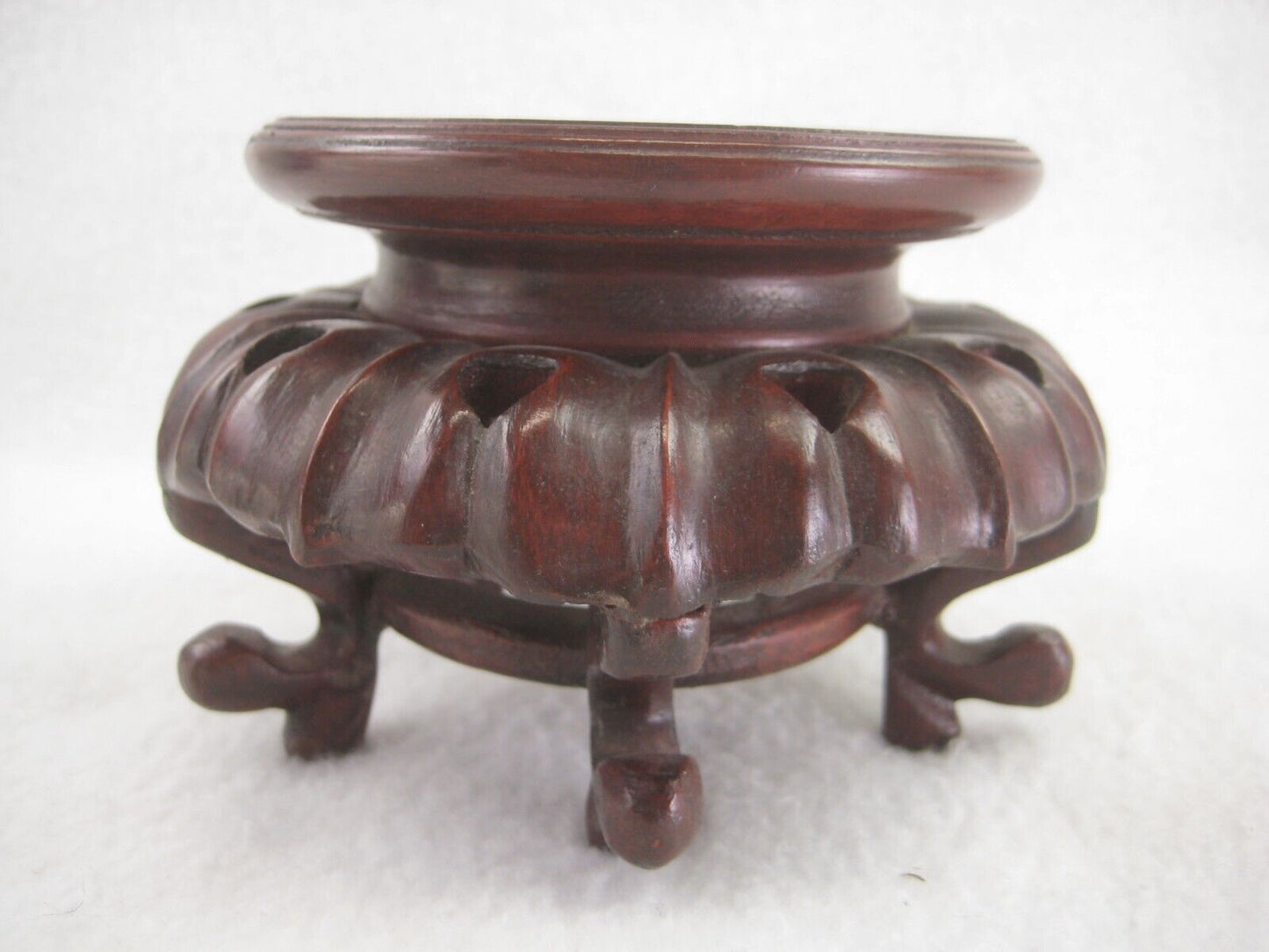 Vintage Chinese Vase Bowl Stand Red Pedestal Display For 3" Bowl Or Vase