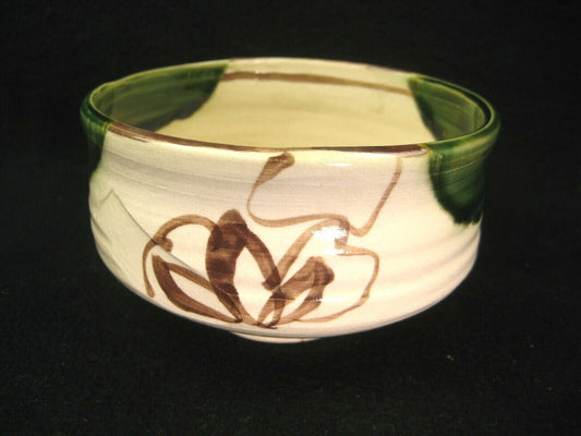 Antique Japanese Signed Oribe Ware Tea Ceremony Ceramic Chawan Tea Bowl
