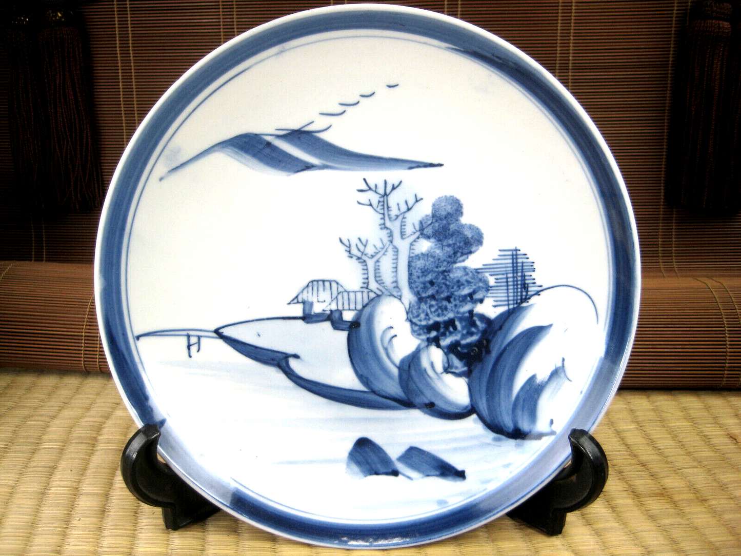 Vintage Japanese Traditional Ceramic Blue & White Chinese 8.25" Dinner Plate