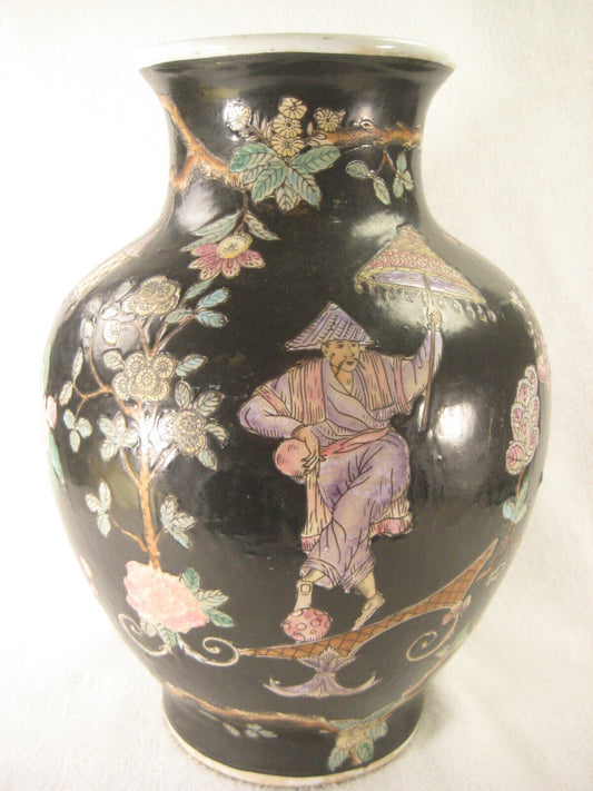 Vintage Chinese Decorative Porcelain Flower Vase Chinese Acrobats