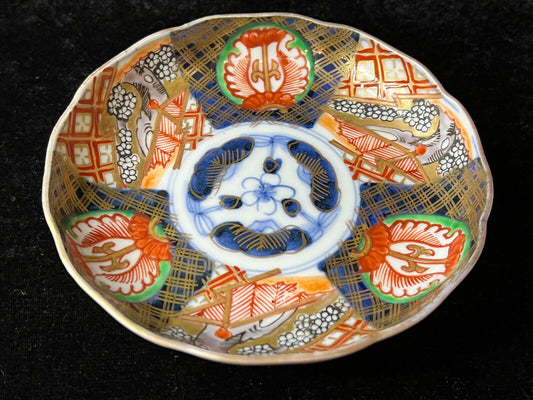 Antique Japanese Edo Era C1860 Imari Ceramic Shallow Bowl Repaired 4.5"