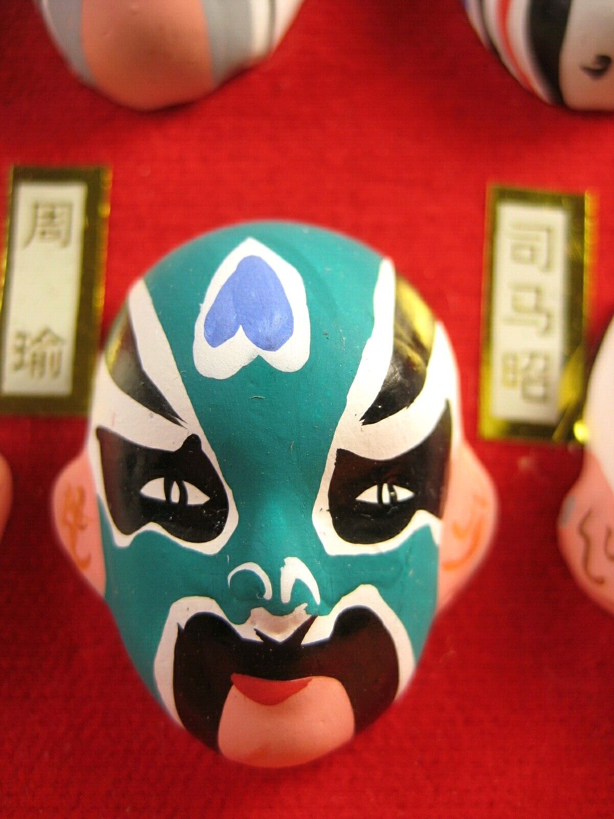 5 Vintage Chinese Beijing Opera Clay Masks Hand painted Mini "Peking Opera Masks"