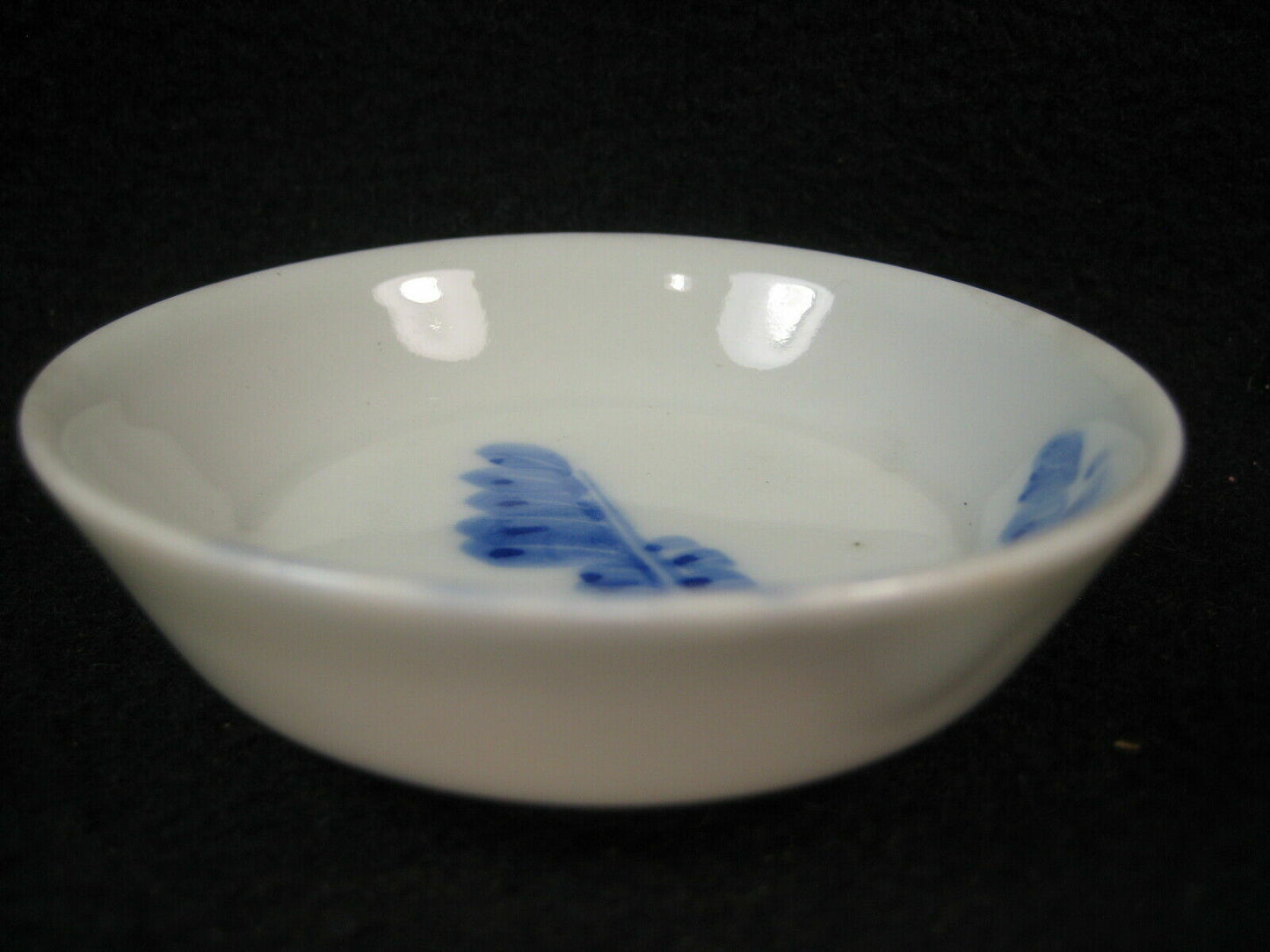 Antique Japanese Late Edo C.1860 Ceramic Hand Painted Sauce Dish Indigo Blue 3"