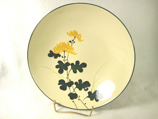 Vintage Japanese Hand Decorated Cdgc Bowl 8" Resin Cream W/ Yellow Flowers