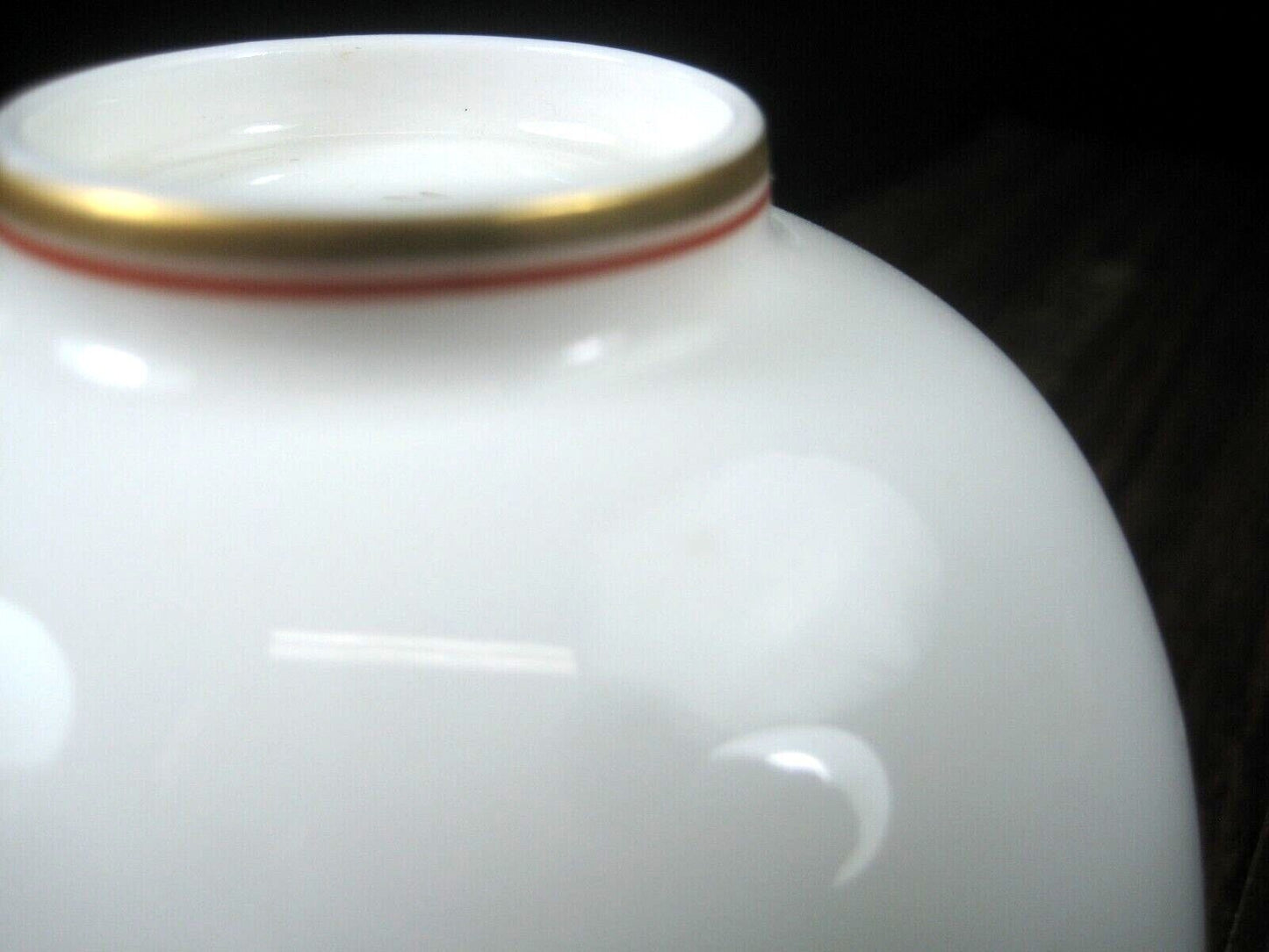 Vintage Japanese Set Of 5 White Ceramic Tea Cups W/ Red Irise 3"
