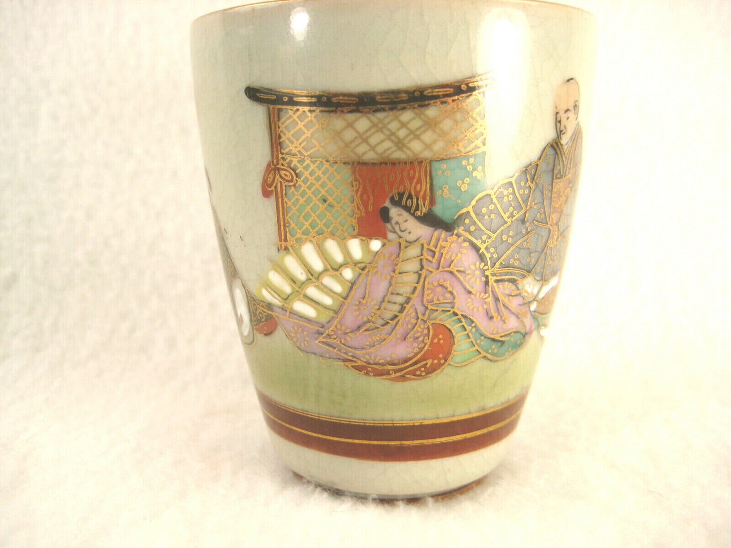 Vintage Japanese Cup Guinomi Sake Kutani Wear Heikei Monogatari Taira Clan