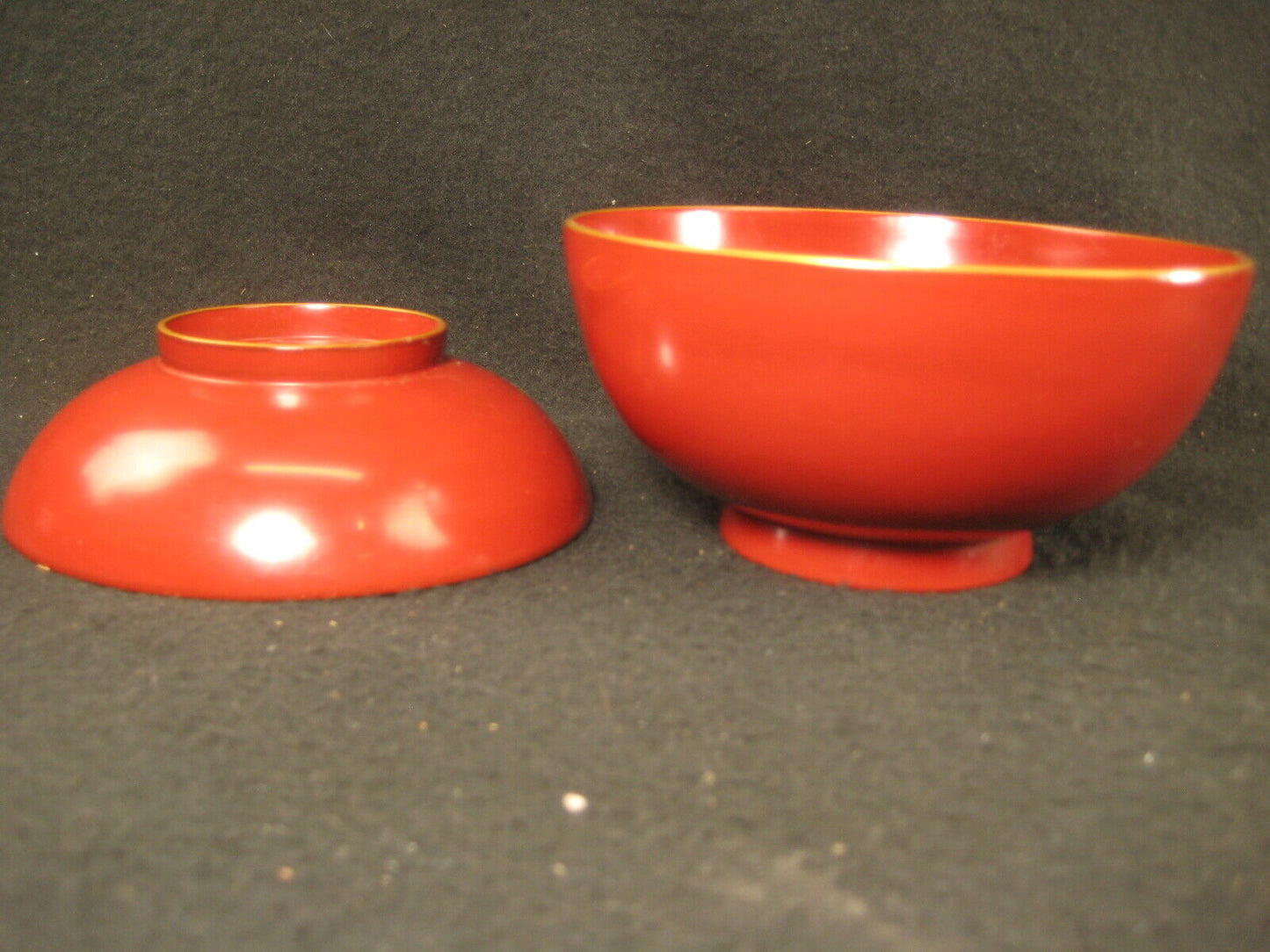 Antique Japanese Meiji Era (C.1880) Lacquer Wooden Lidded Soup / Rice Bowl