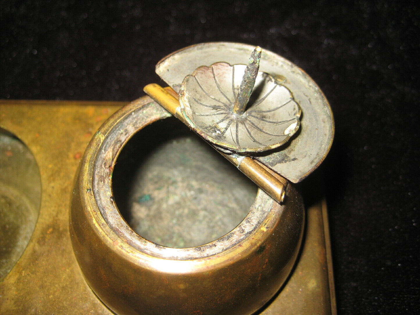 Antique Japanese Edo/Meiji Era 1800'S Bronze Oil Lamp & Oil Pot W/ Warming Tray