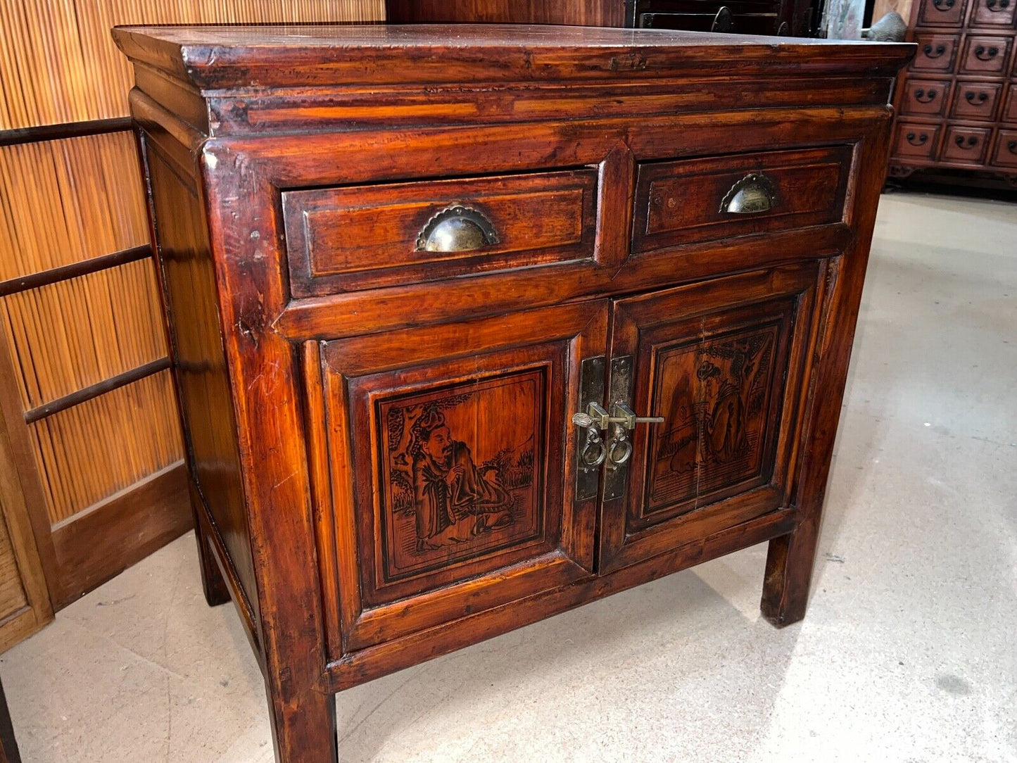 Antique Chinese Cabinet Qing Dynasty Late 1800's to Early 1900's Hand Painted