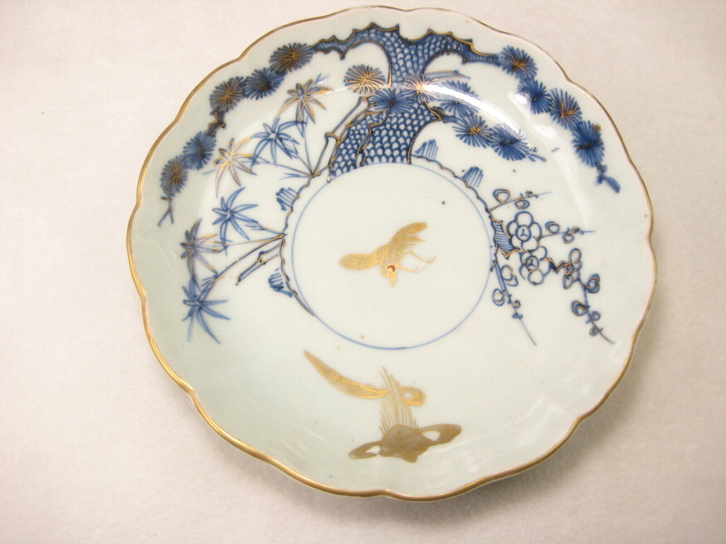 Antique (c. 1880) Japanese Ceramic Hand Painted Imari Dish Crane & Tortoise
