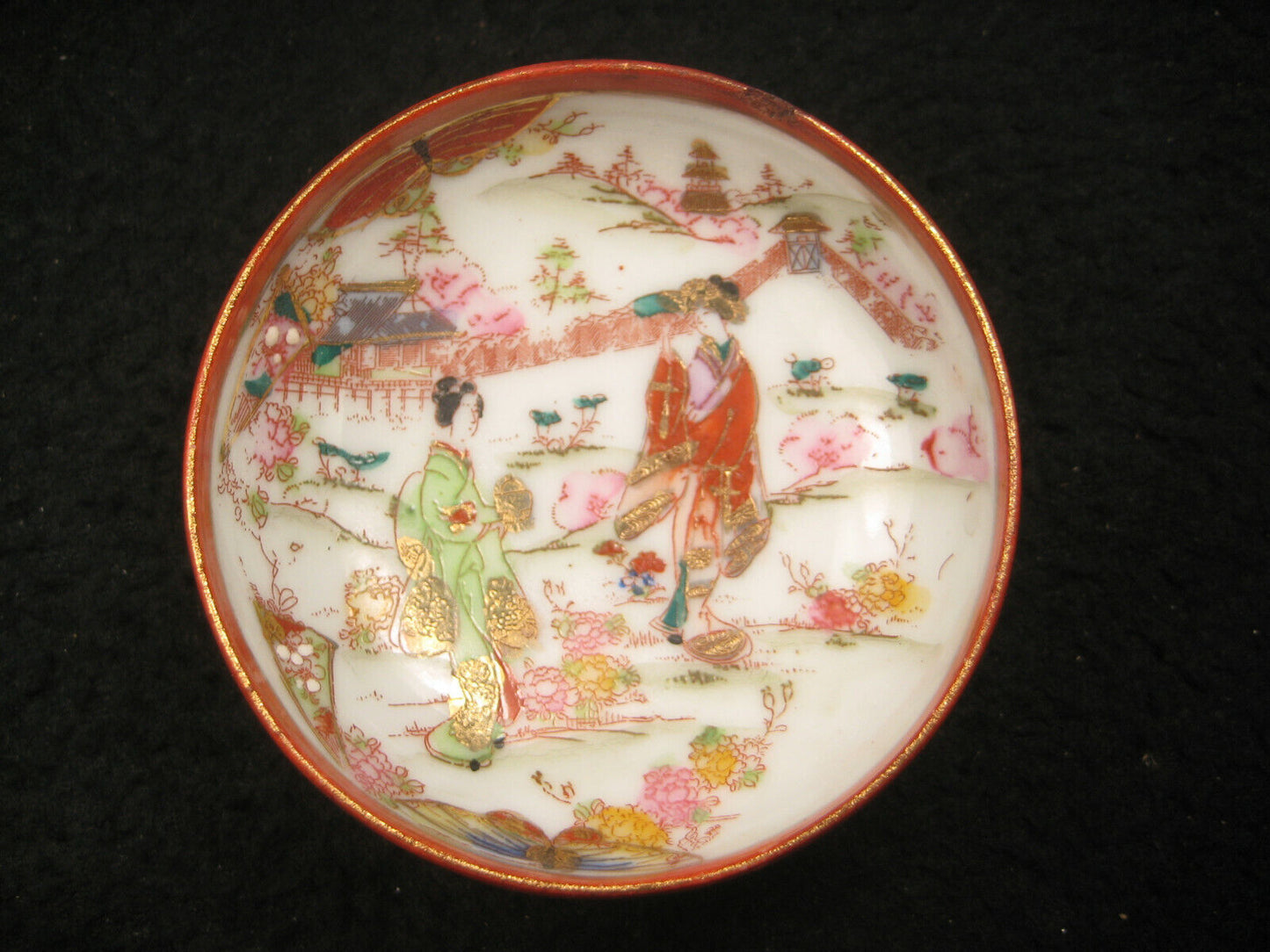 Antique Japanese (C 1920) Printed & Hand Painted Imari Ceramic Tea Cup Geisha