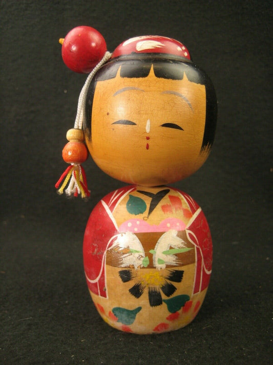 Vintage Japanese Showa Era (C.1950) Wooden Kokeshi Doll With Extra 2 Dolls