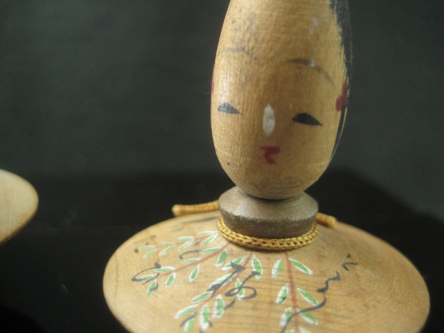 Unique Vintage Japanese Pair Of Kokeshi Small Boble Head Top Shaped 2"