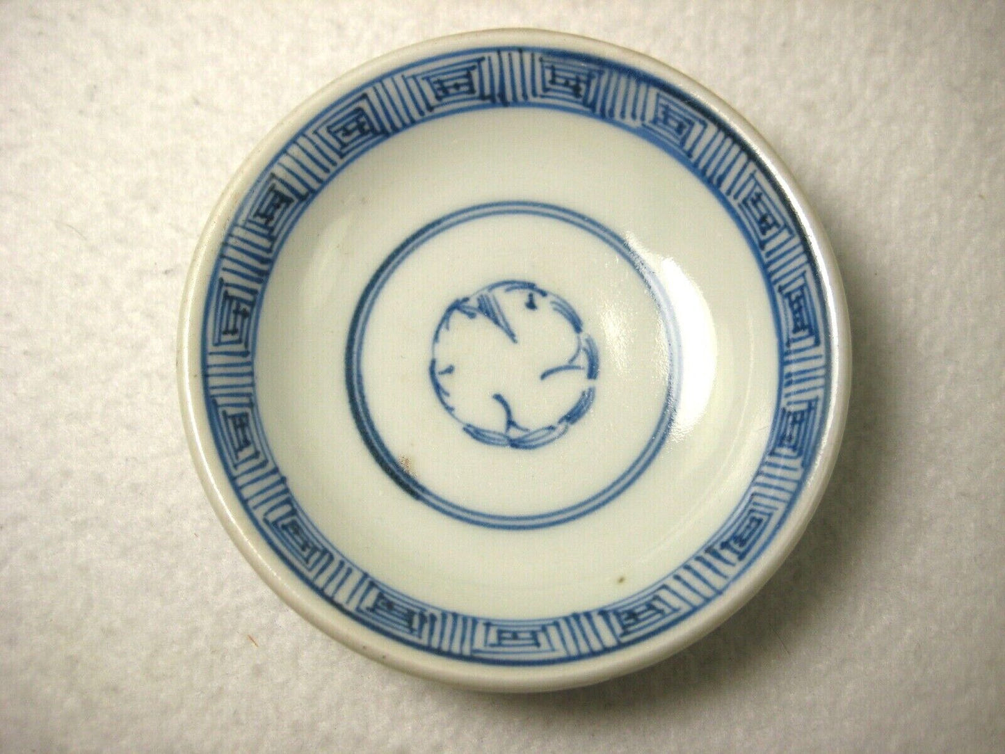 Vintage Chinese Ceramic Hand Painted In Cobalt Blue Sauce Mustard Dish