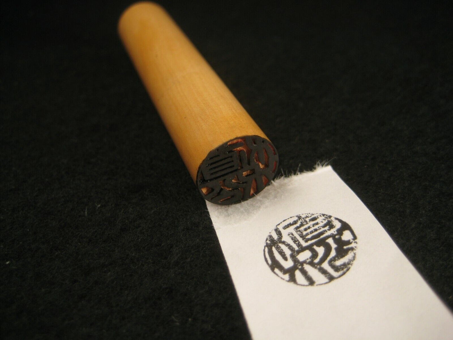 Vintage Japanese Taisho Era (C.1920) Hand Carved Boxwood Inkan Name Stamp 1/4"
