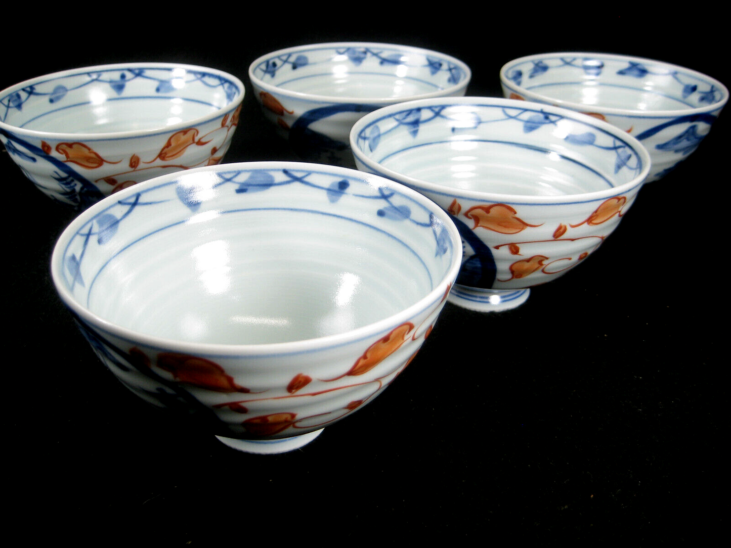 Japanese Akai Imari Ceramic Hand Painted Bowl W/ Lakes Mountains & Boats 4.5"
