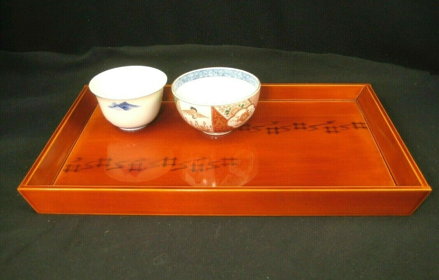 Vintage Japanese Hand Crafted Wood Hida Shunkei Lacquer Obon Serving Tray