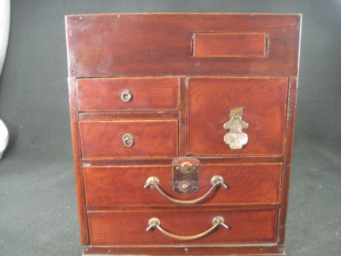 Antique Japanese Meiji / Edo 1890'S Suzuribako Vanity Tansu W/ Hidden Drawer