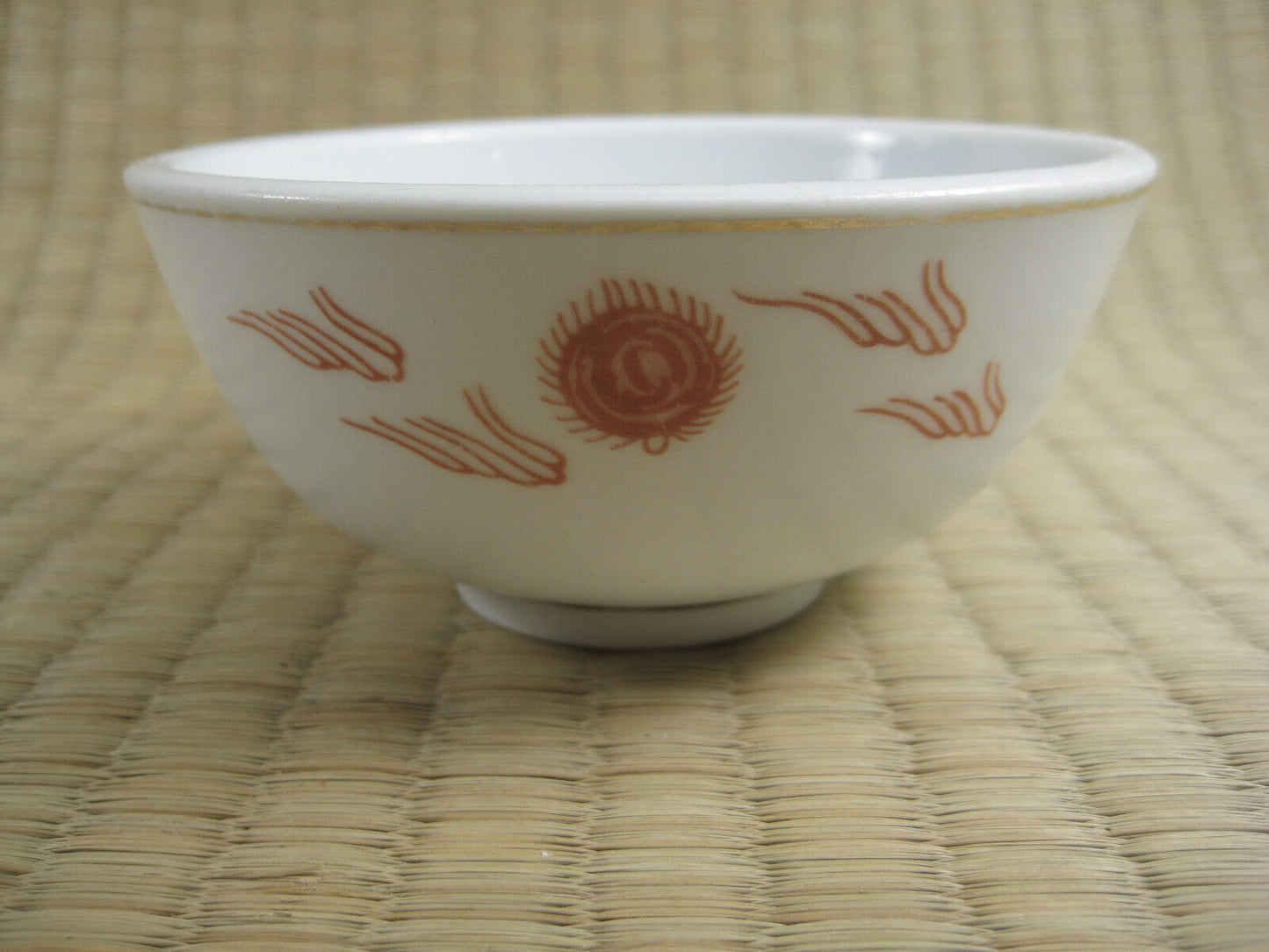 Vintage Chinese Resturaunt Soup Bowls With Red Dragon And Made In China Stamp