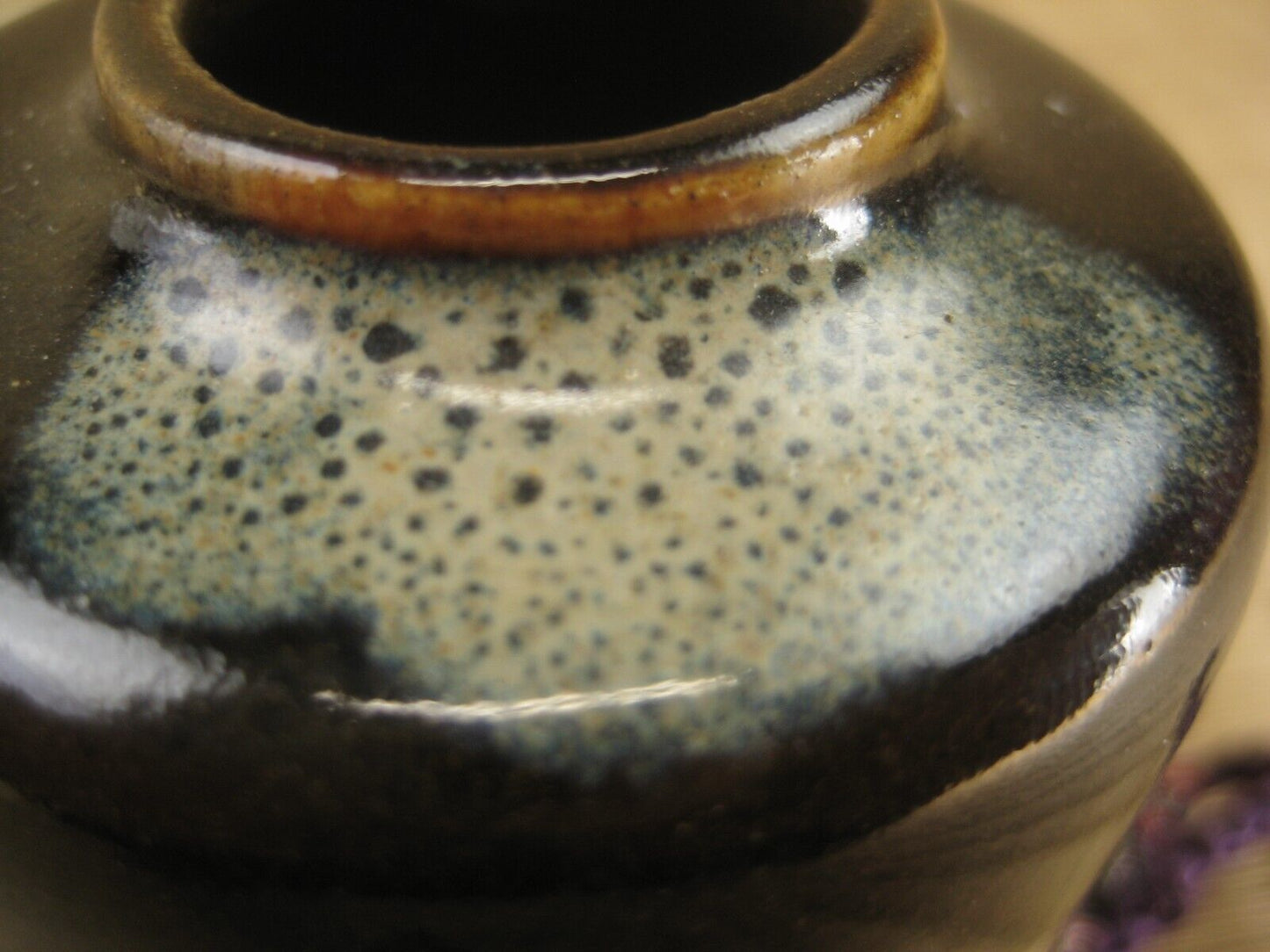 Japanese Cha-Ire Ceramic Tea Caddy Katatsuki Flask W/Shifuku Bag Chanoyu