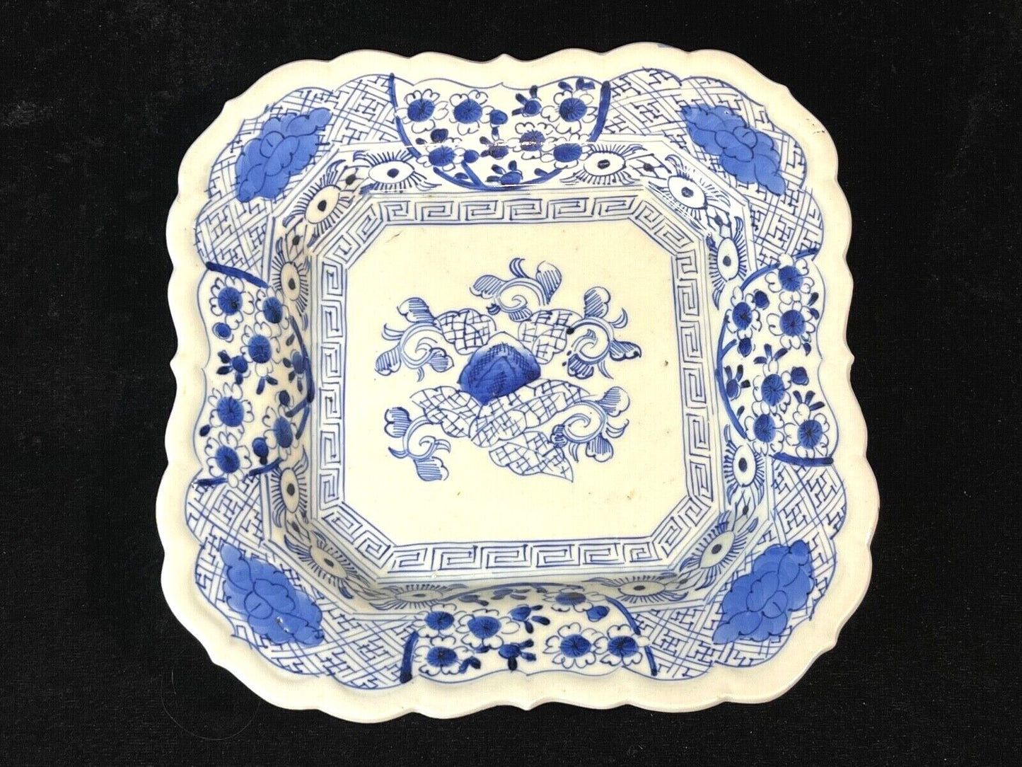 Antique Japanese Bowl Edo Era 19Th Century Ceramic Imari Blue & White 9"