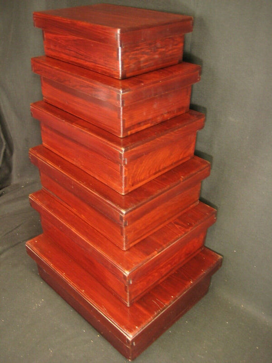Antique Signed 12 Pc Japanese  Stacking Lidded Takenobento Lacquered Boxes