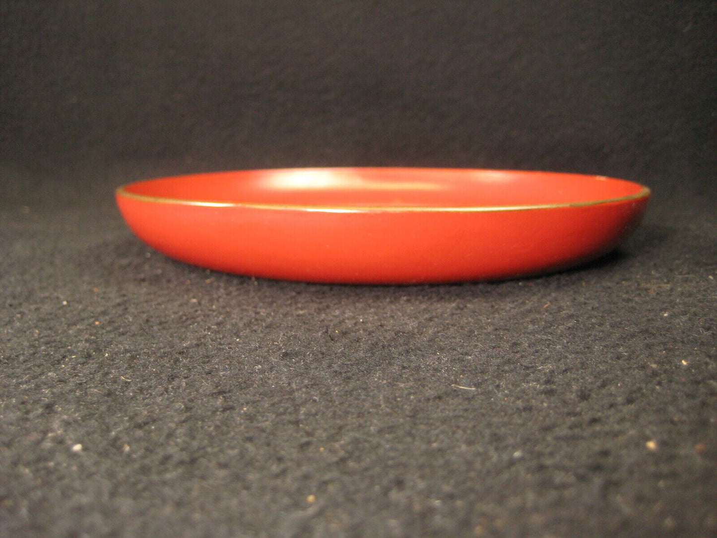 Antique (c. 1890) Japanese Kashizara Dish Plate Wood Red Lacquer Makie 7"