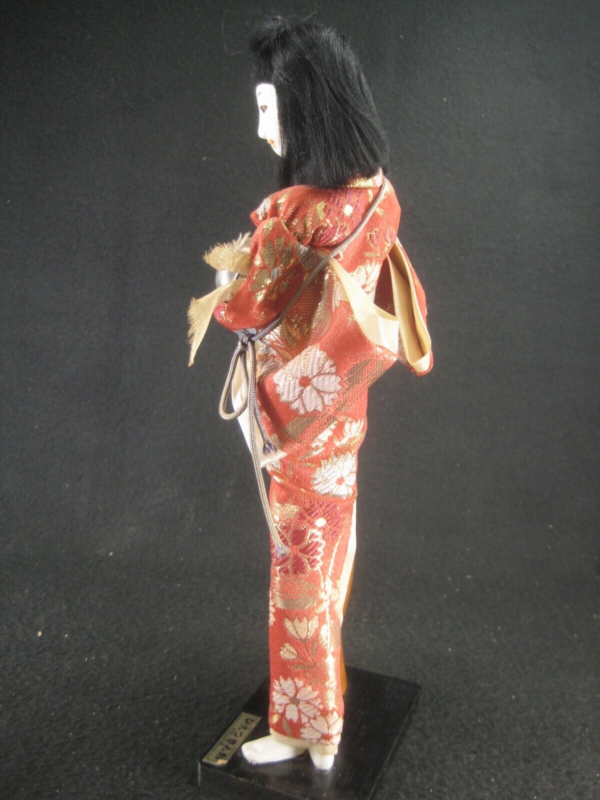 Vintage Japanese Geisha Doll W/ Bell In Red & White Sakura Kimono 11"