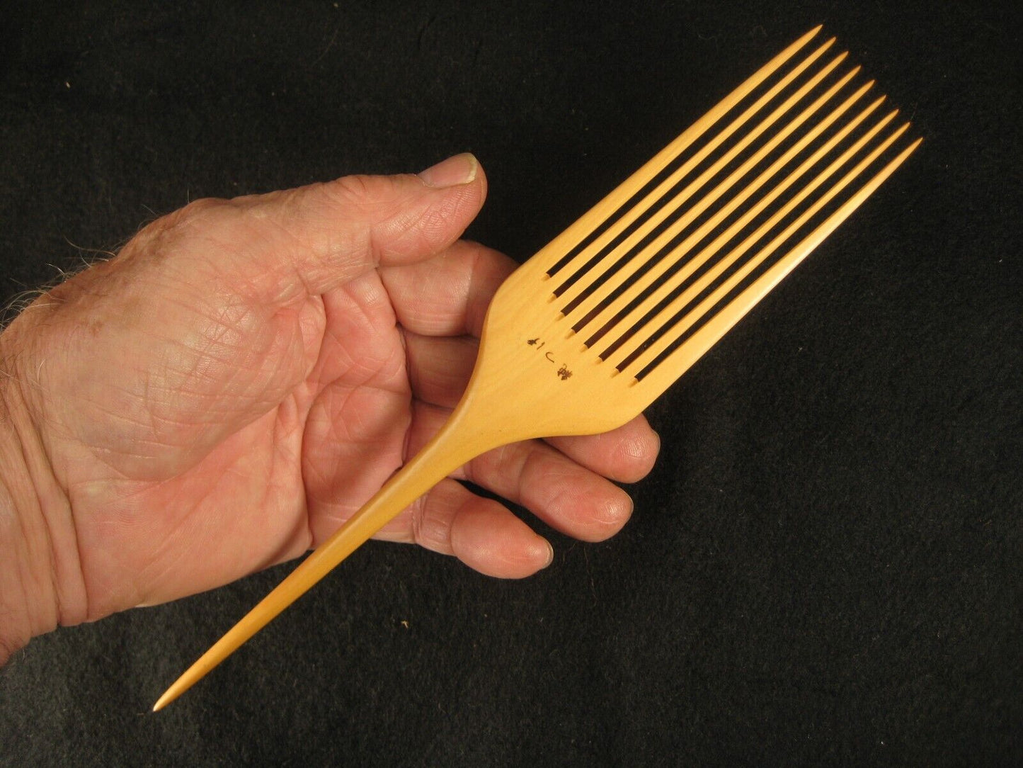 Japanese Antique (C.1910) Meiji Era Signed Boxwood Kanzashi Comb Hair Piece