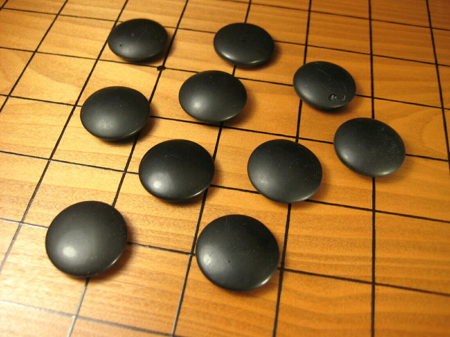 Vintage Japanese Go Game Stones X10 For Replacement - Black Glass 10Pcs ~1/8"