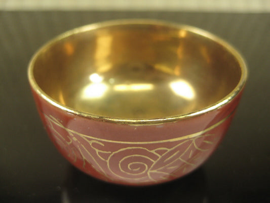 Antique Japanese (C.1900) Hand Painted Ceramic Sake Cup Red Body & Gold Bowl