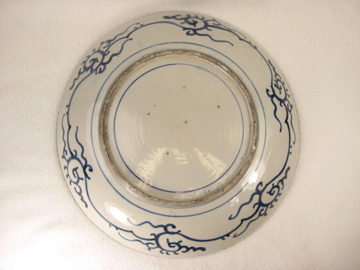 Antique  C.1870 Meiji Era Japanese Ceramic Imari Blue Plate Floral Design
