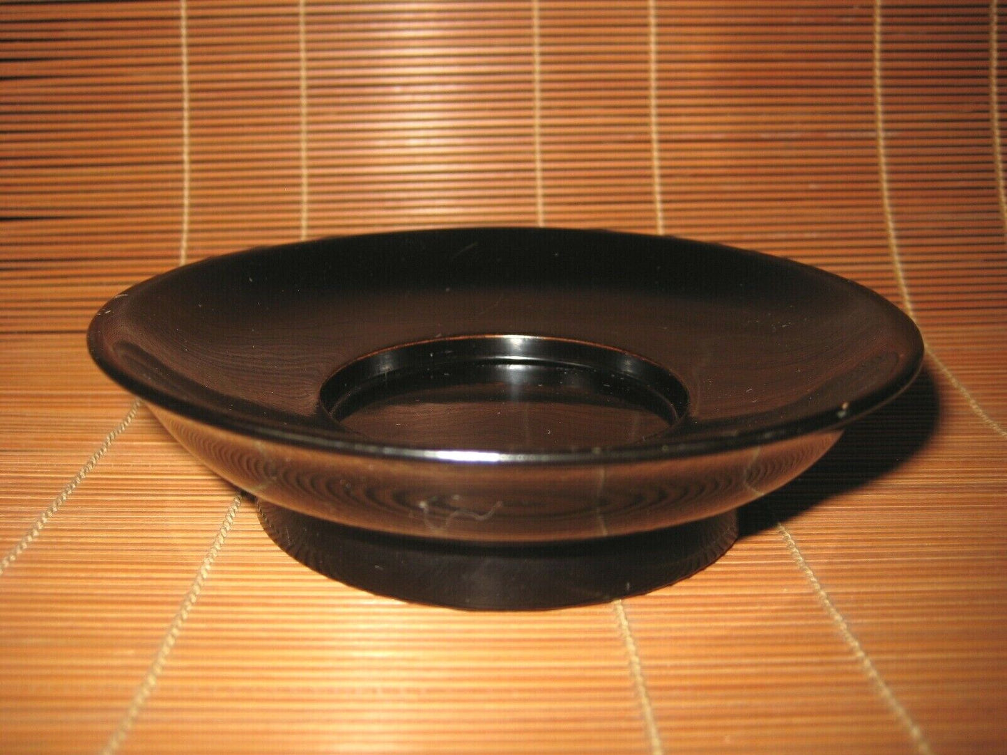 Vintage Japanese Early Showa Tea Chataku Black Lacquer Sencha Plate Coaster