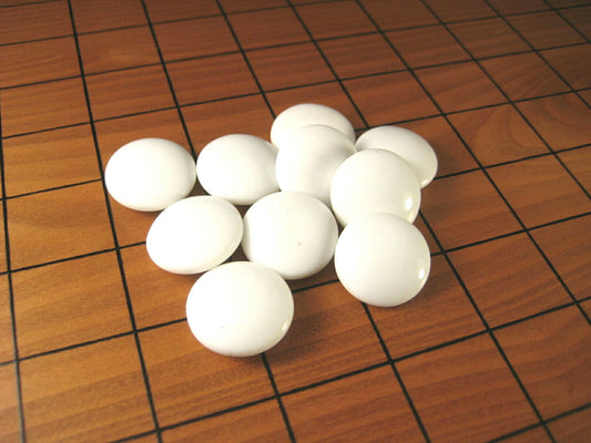 Vintage Japanese Go Game Stones X10 For Replacement - White Glass 10Pcs ~3/8"