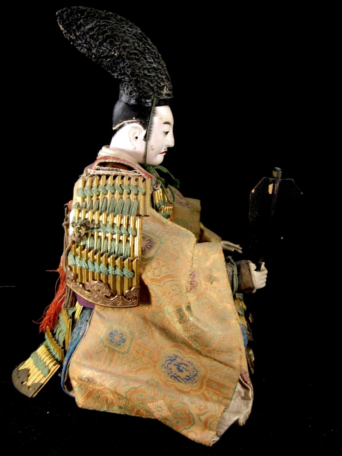 Antique Meiji Era Japanese Samurai Warrior Doll Wooden Gofun Face Full Armor