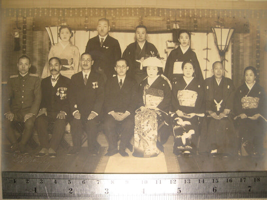 Japanese Antique Ww2 Wedding Photo 1938 (Showa 13Th Year) Imperial Military