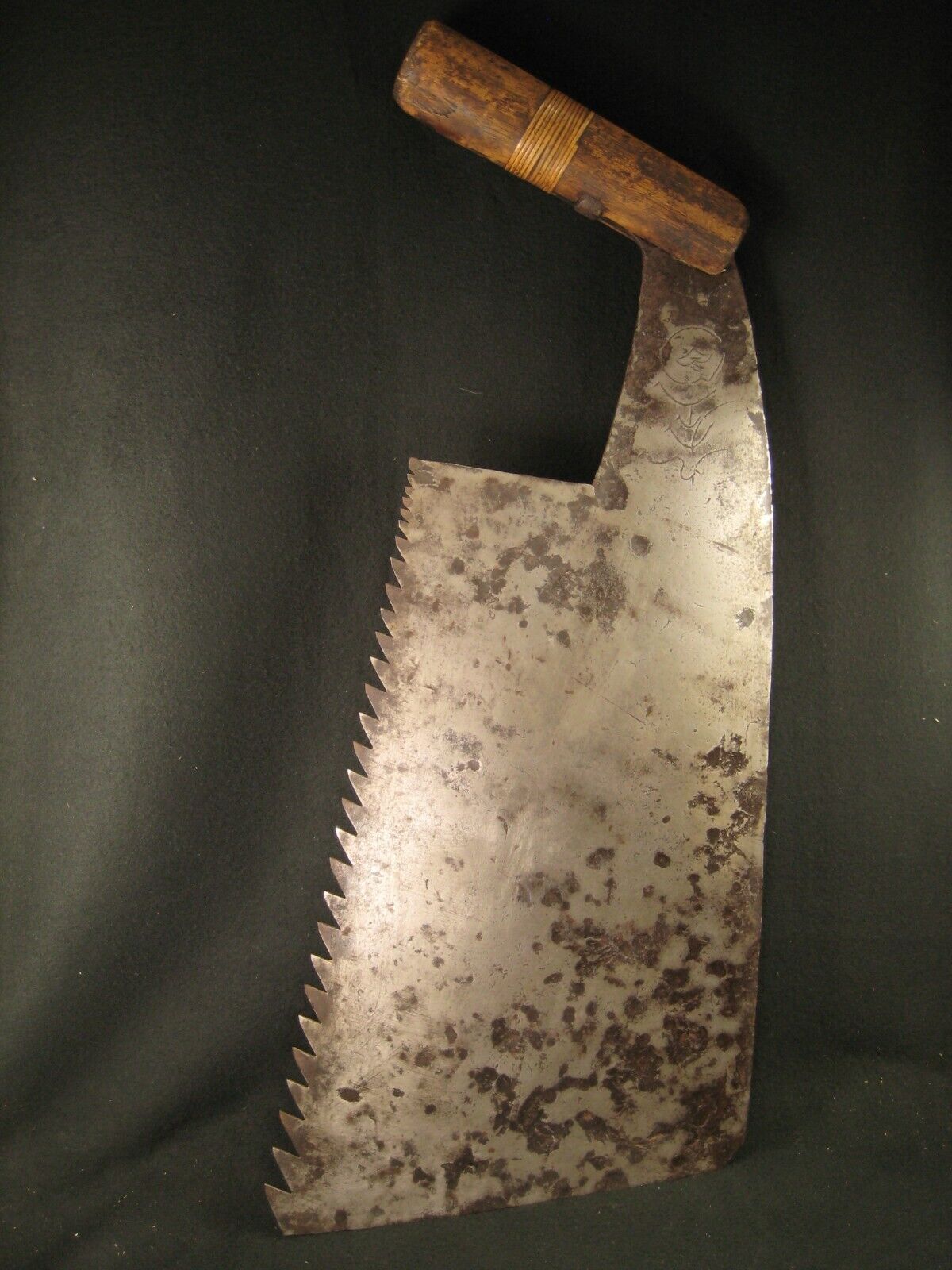 Antique Japanese  Signed Tool Forged Iron Huge Maebiki Nokogiri Whaleback Saw