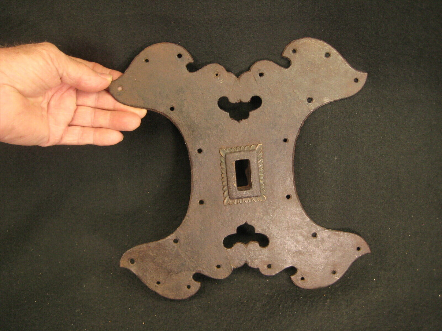 Antique Japanese Edo Era (C. 1700) Forged Iron Warehouse Door  Lock Plate