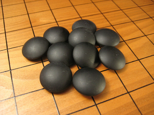 Vintage Japanese Go Game Stones X10 For Replacement - Black Glass 10Pcs ~3/8"