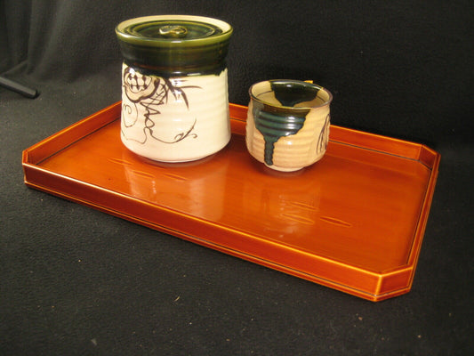 Vintage Japanese Hand Crafted Wood Hida Shunkei Lacquer Ozen Tray W/ Box