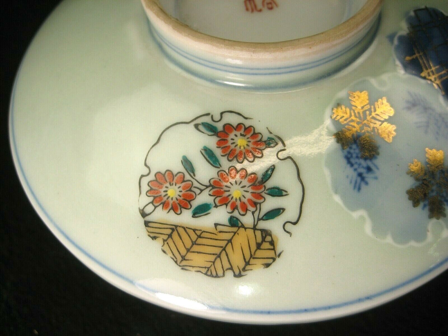 Antique Japanese Meiji Era Kutani Imari Ceramic Chawan Lidded Bowl