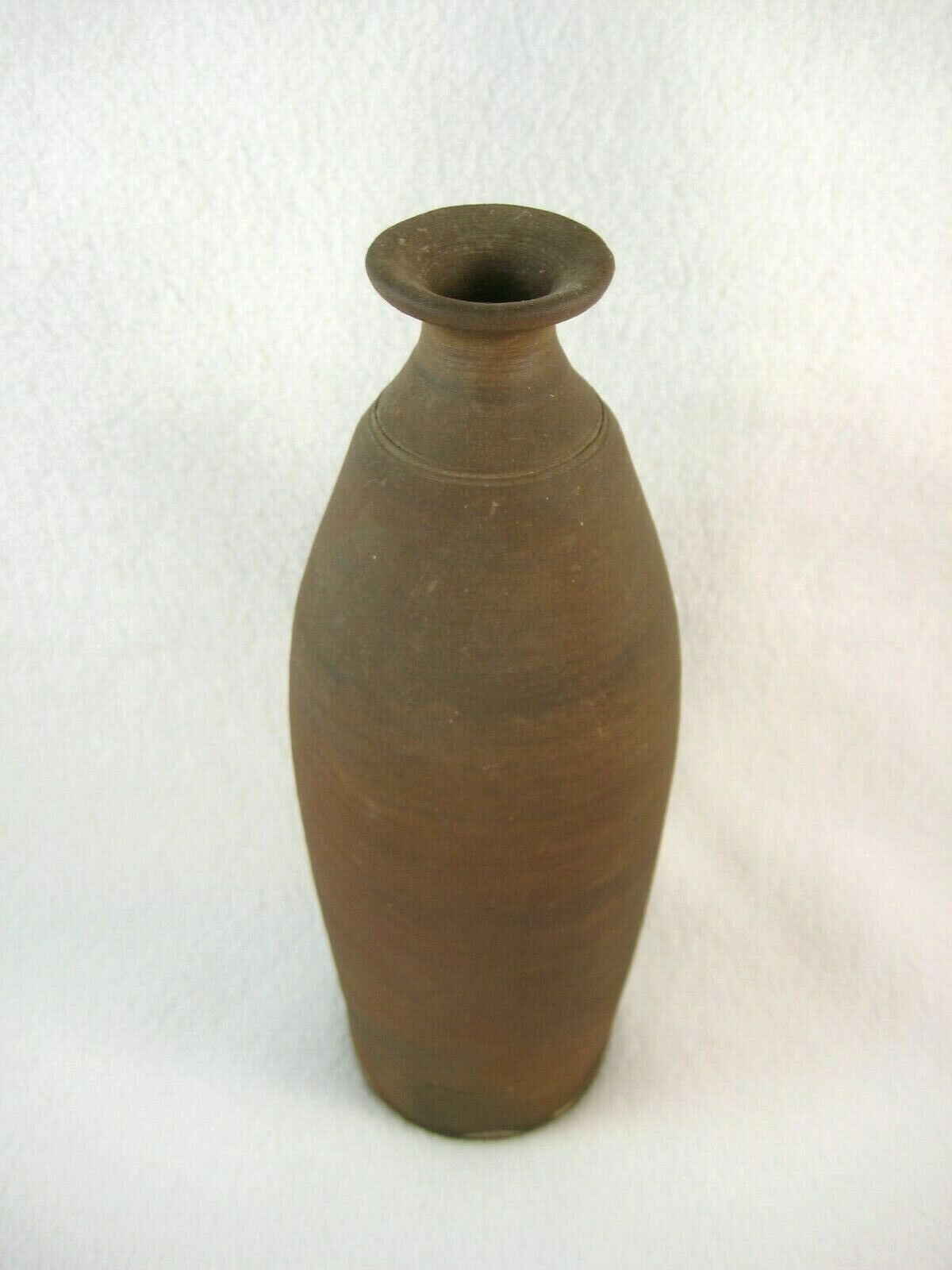Vintage Japanese (C.1950) Bizen Style Ceramic Tokkuri Sake Bottle Brown
